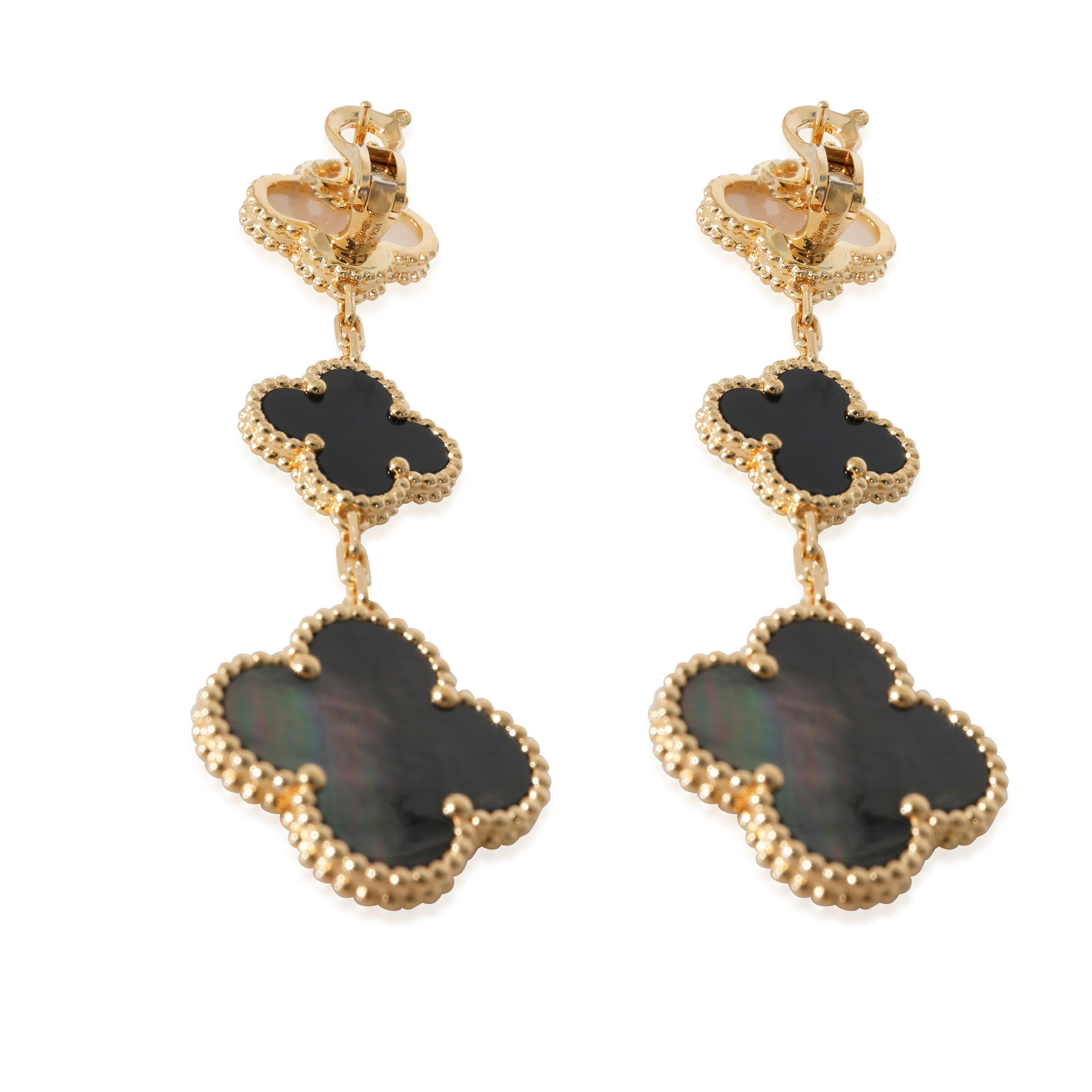 Van Cleef & Arpels Alhambra Mother Of Pearl Onyx Earrings in 18k Yellow Gold

PRIMARY DETAILS
SKU: 129938
Listing Title: Van Cleef & Arpels Alhambra Mother Of Pearl Onyx Earrings in 18k Yellow Gold
Condition Description: Launched in 1968, the