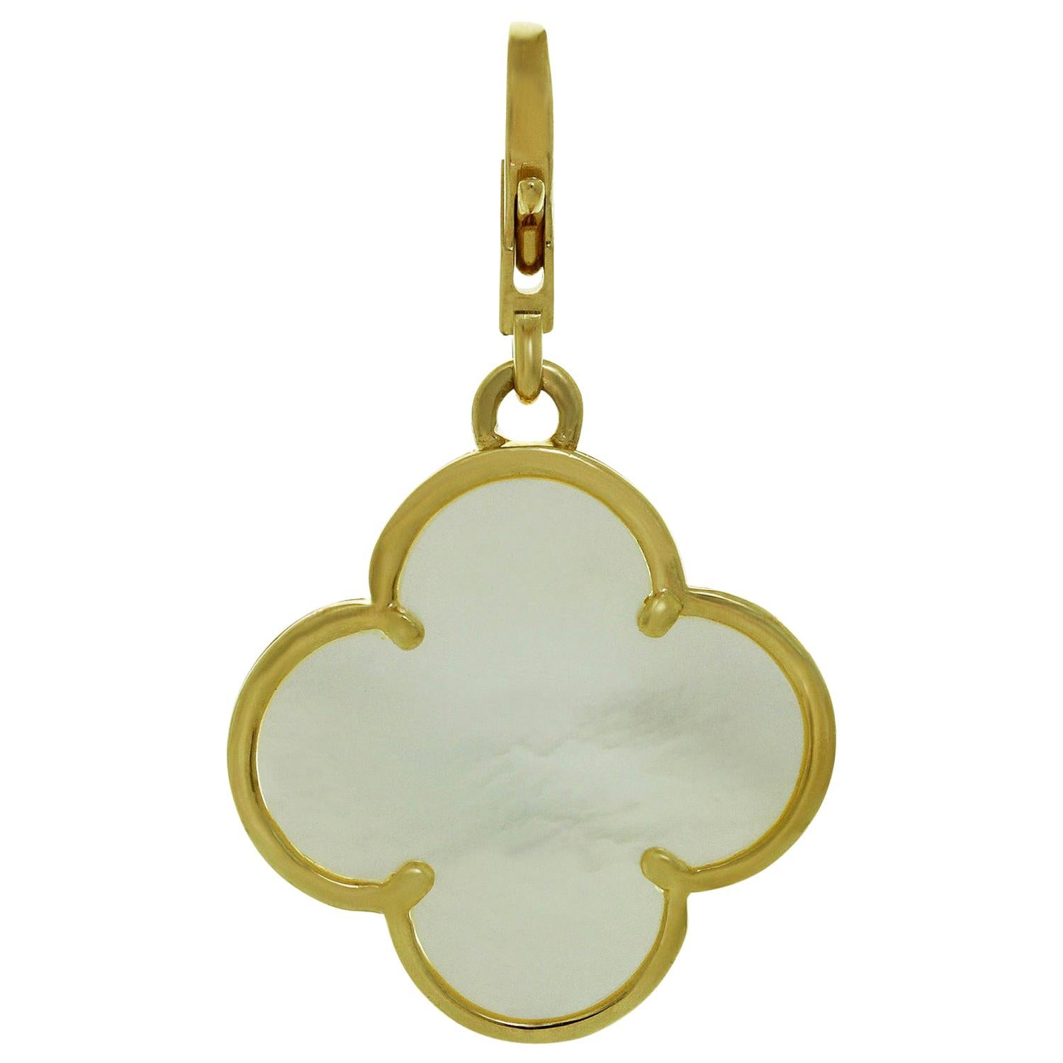 Van Cleef & Arpels Alhambra Mother of Pearl Yellow Gold Large Pendant