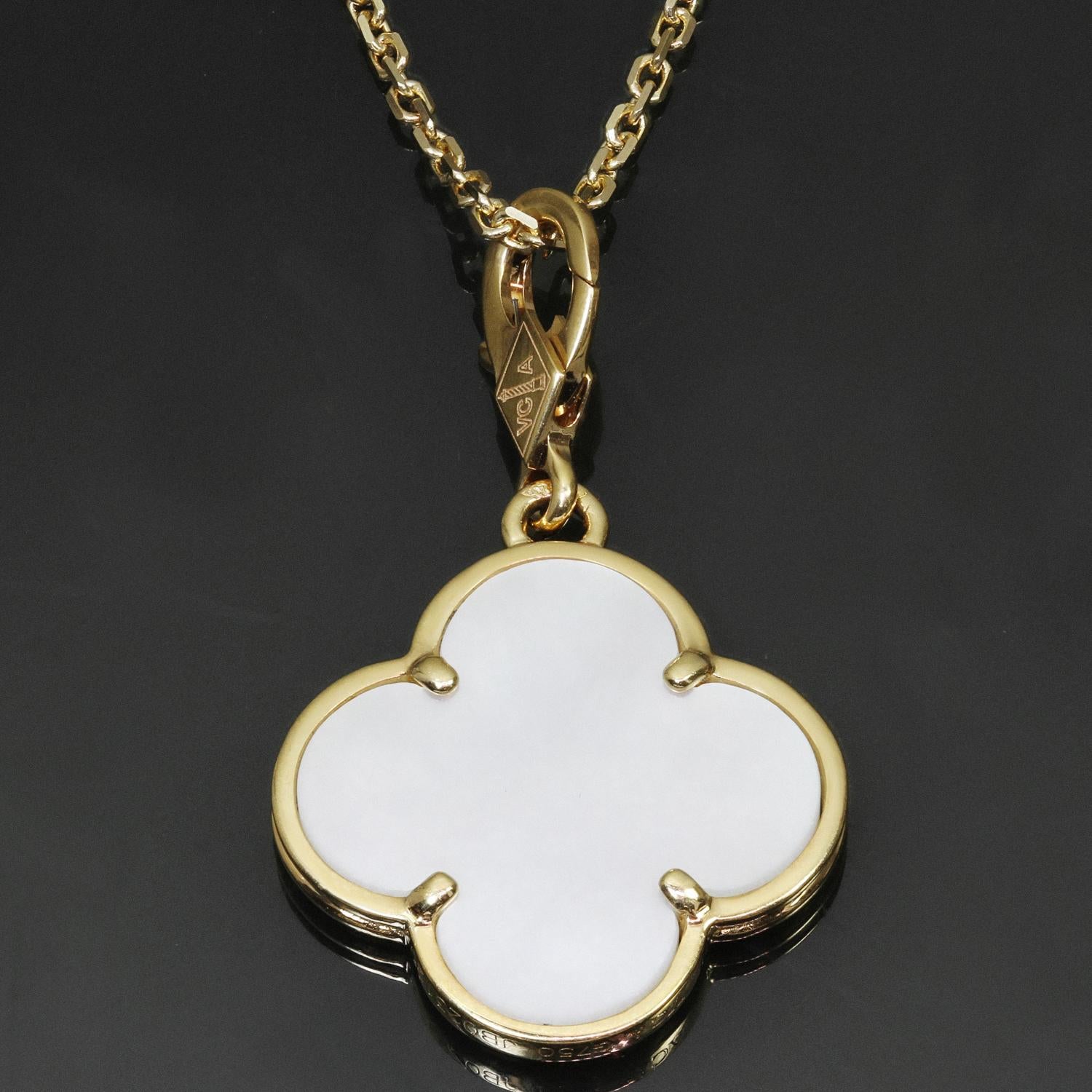 Van Cleef & Arpels Alhambra Mother-of-pearl Yellow Gold Pendant Necklace 2