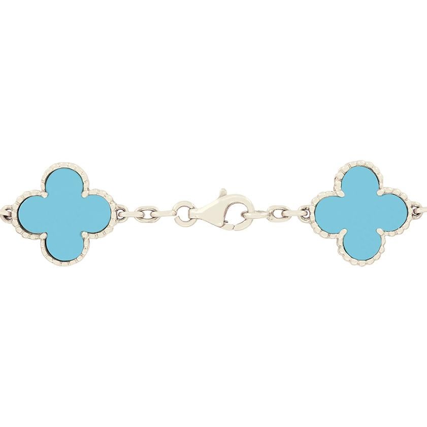 Kite Cut Van Cleef & Arpels Alhambra Motif Turquoise Bracelet