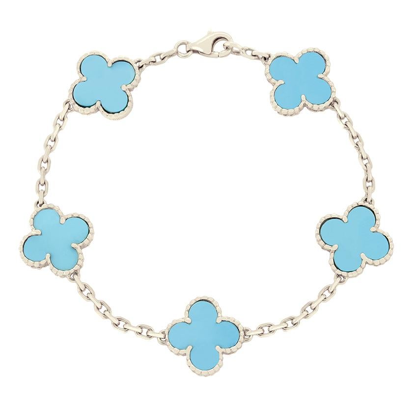 Van Cleef 
Arpels Alhambra-Motiv-Türkis-Armband im Angebot