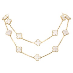 Used Van Cleef Arpels Alhambra Necklace 20 motifs 18K yellow gold mother-of-pear