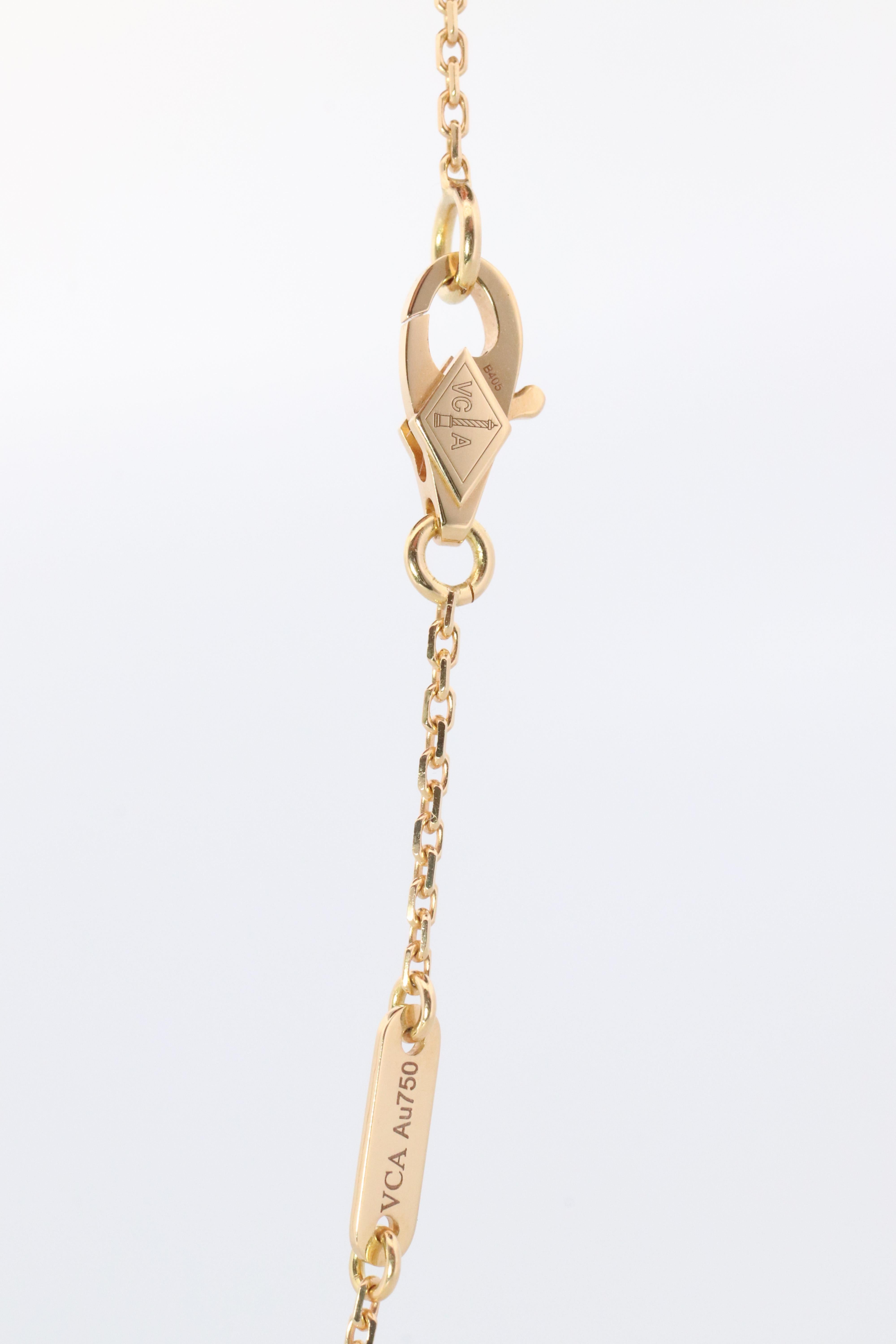 Women's Van Cleef Arpels Alhambra Necklace . Genuine VCA 18k YG Mother of Pearl Pendant