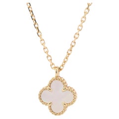 Van Cleef Arpels Alhambra Necklace . Genuine VCA 18k YG Mother of Pearl Pendant
