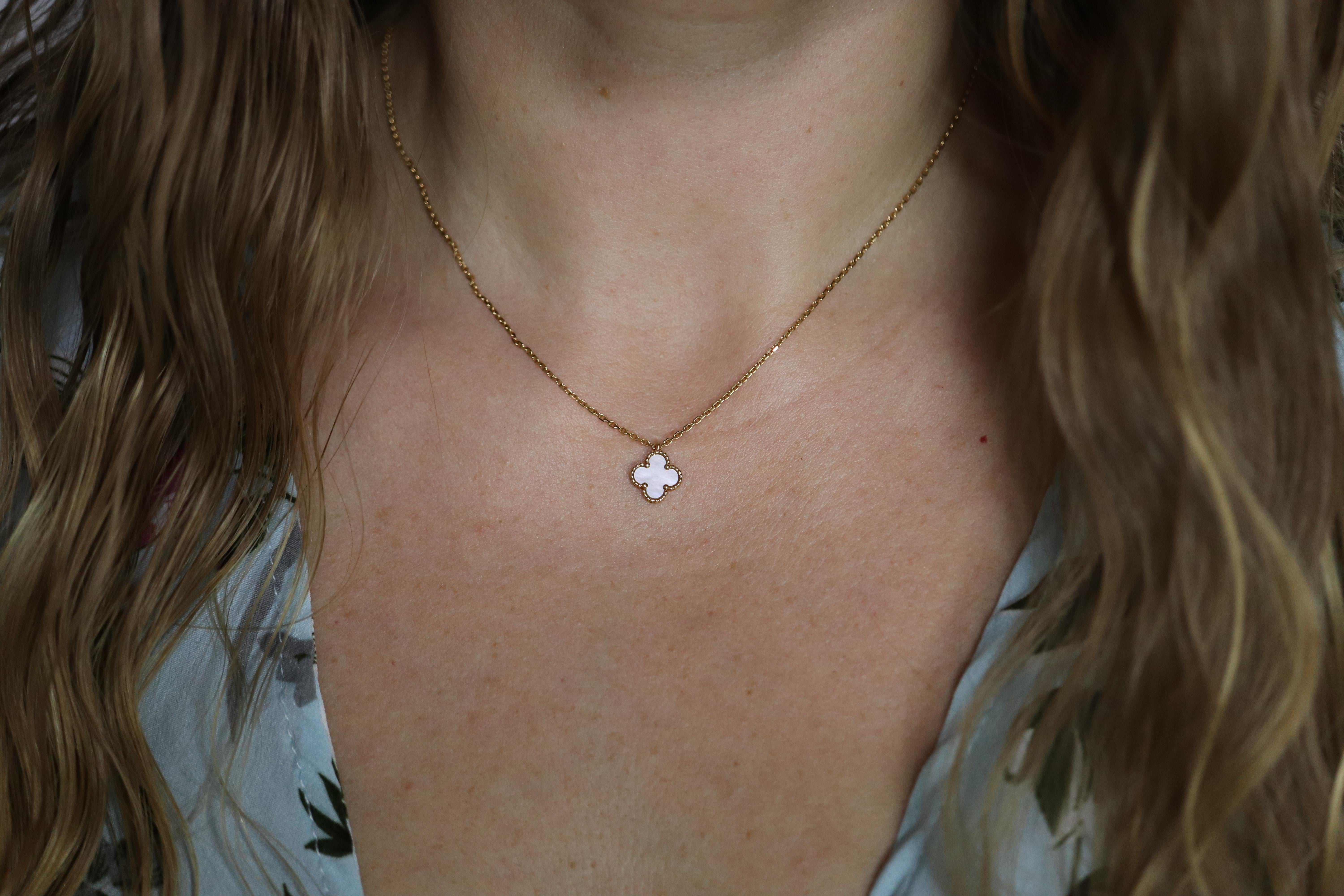 Modern Van Cleef Arpels Alhambra Necklace . Genuine VCA 18k YG Sweet Shell Pendant