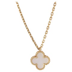 Van Cleef Arpels Alhambra Necklace . Genuine VCA 18k YG Sweet Shell Pendant