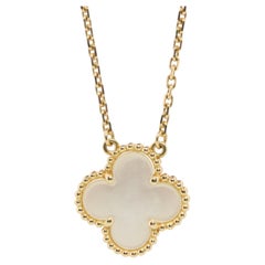Van Cleef Arpels Alhambra Necklace . Genuine VCA 18k YG Vintage Shell Pendant