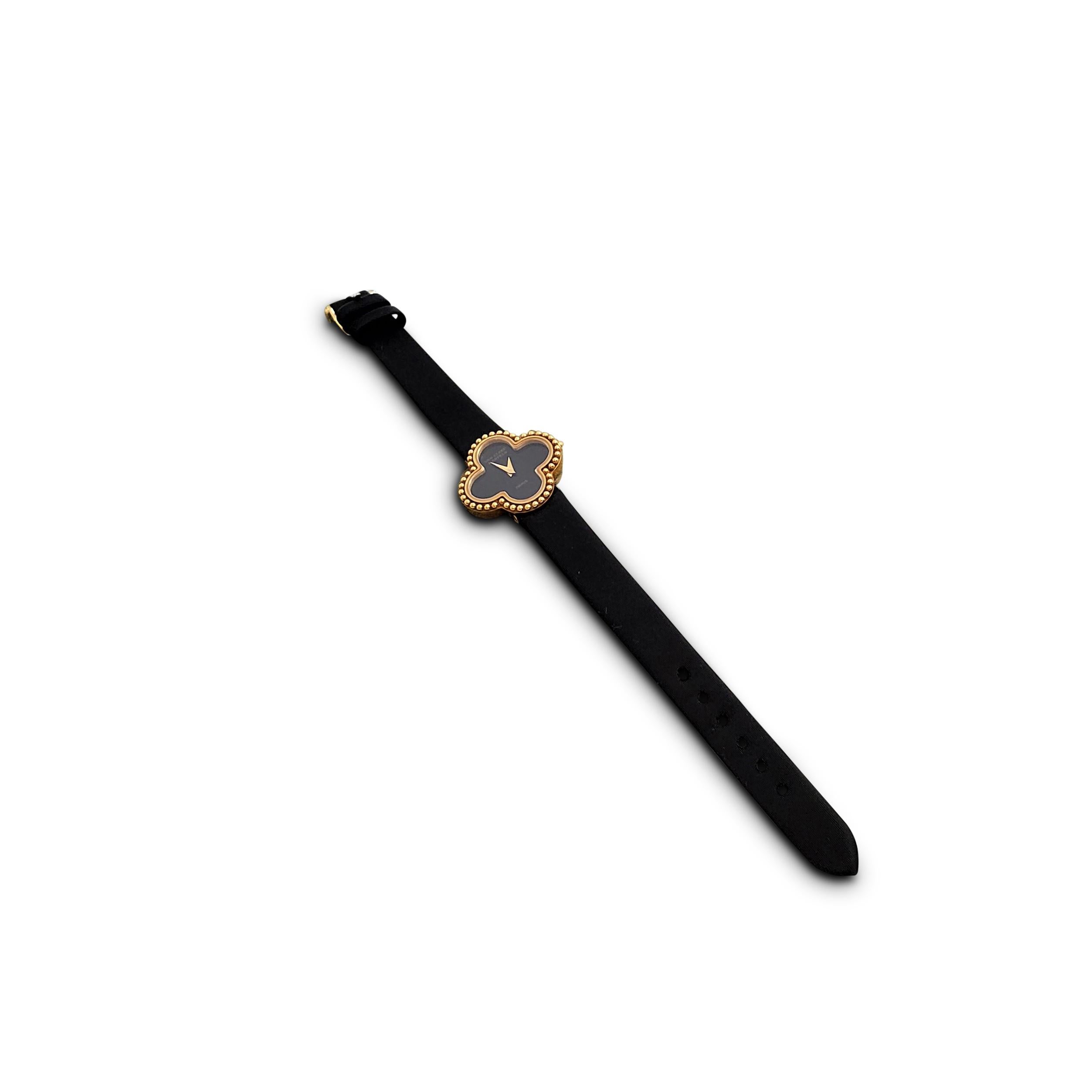 Uncut Van Cleef & Arpels 'Alhambra' Onyx Dial Watch, Small Model