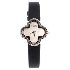 Van Cleef & Arpels Alhambra Quartz Watch White Gold and Satin