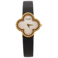 Van Cleef & Arpels Alhambra Quartz Watch Yellow Gold and Satin