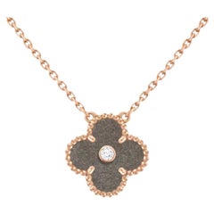 Used Van Cleef & Arpels Alhambra Sliver Obsidian Rose Gold 2023 Pendant Necklace