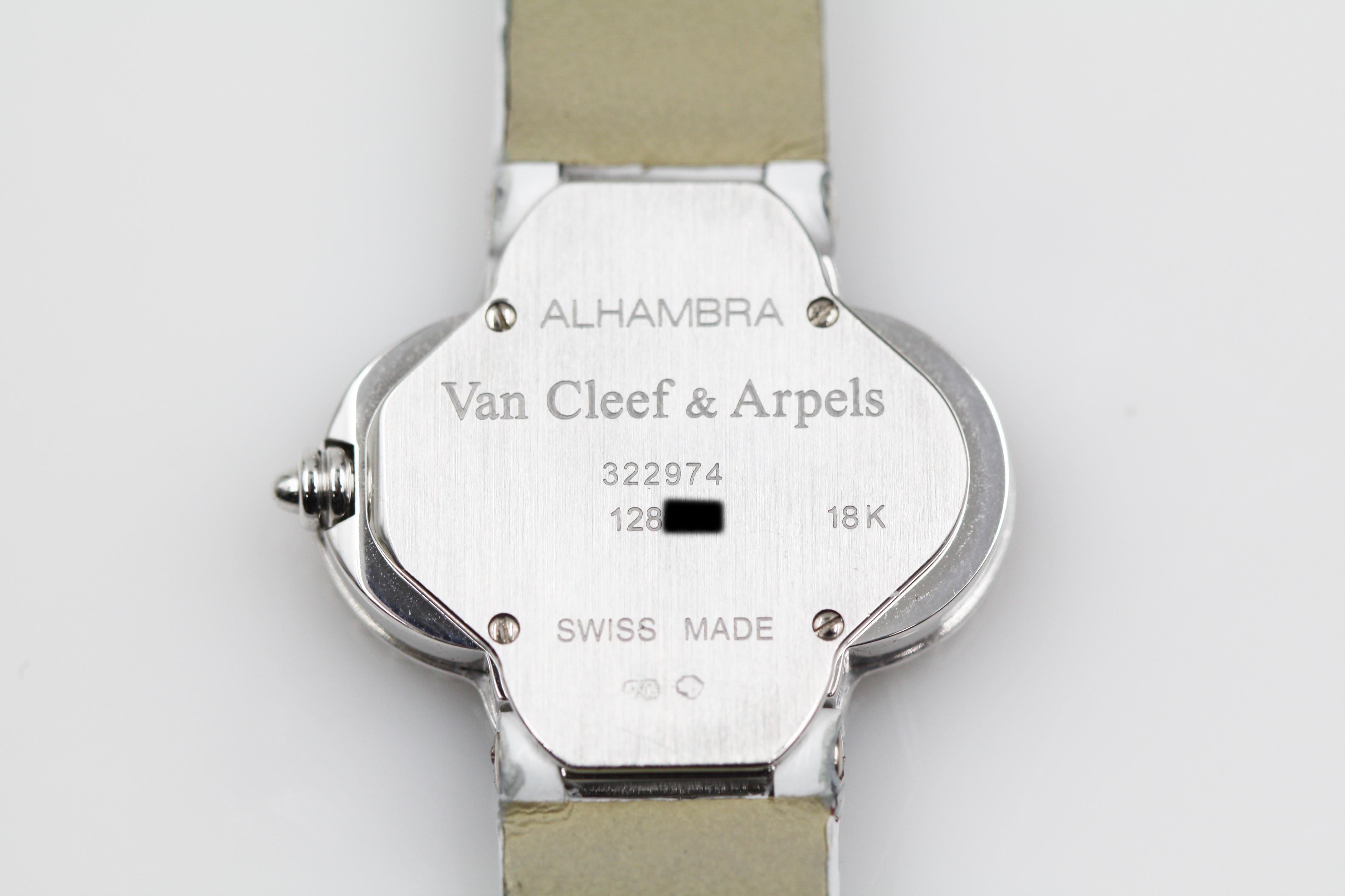 Van Cleef & Arpels Alhambra Small Model White Gold Lapis Watch For Sale 2