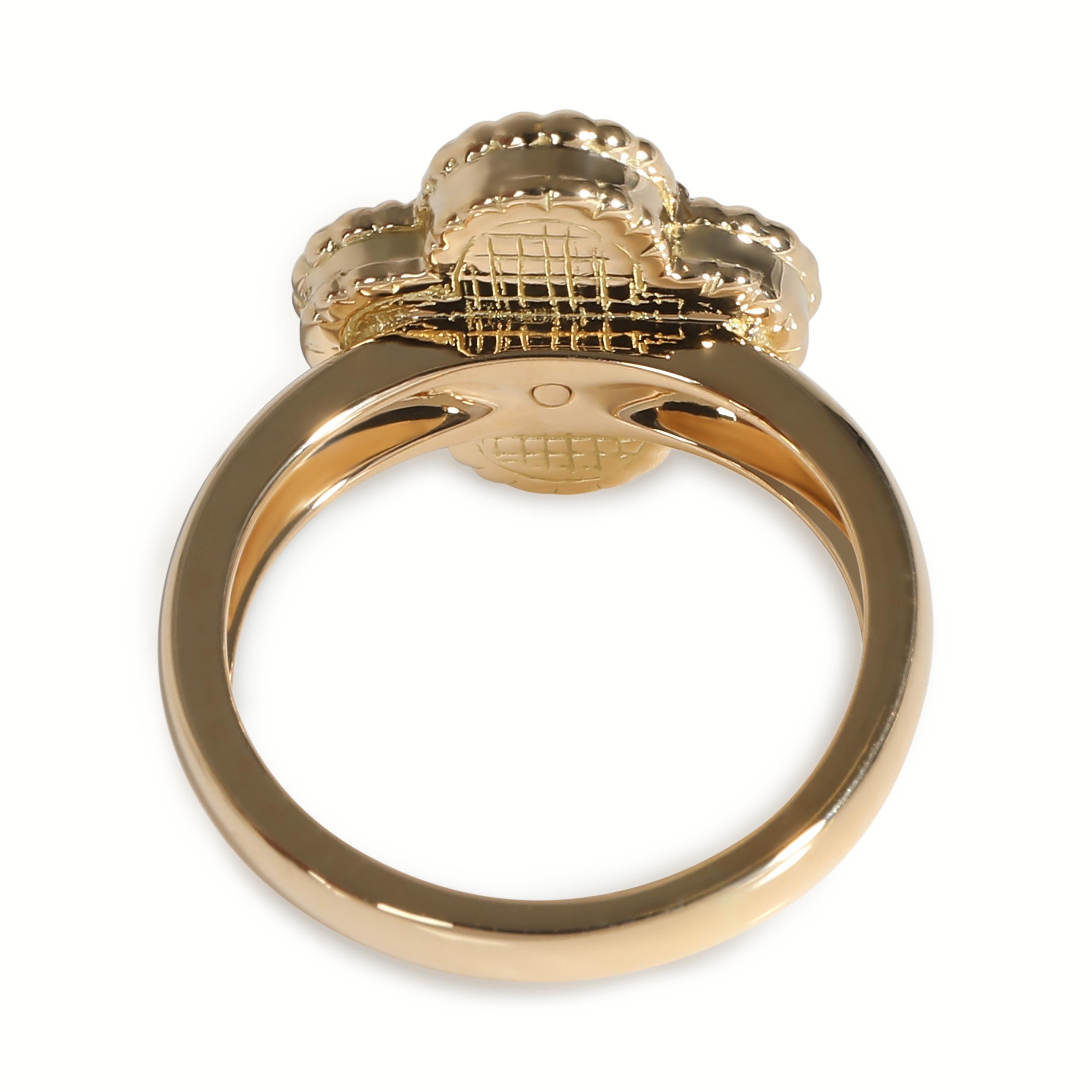 Van Cleef & Arpels Alhambra Tiger's Eye Ring in 18k Yellow Gold 0.05 CTW In Excellent Condition In New York, NY