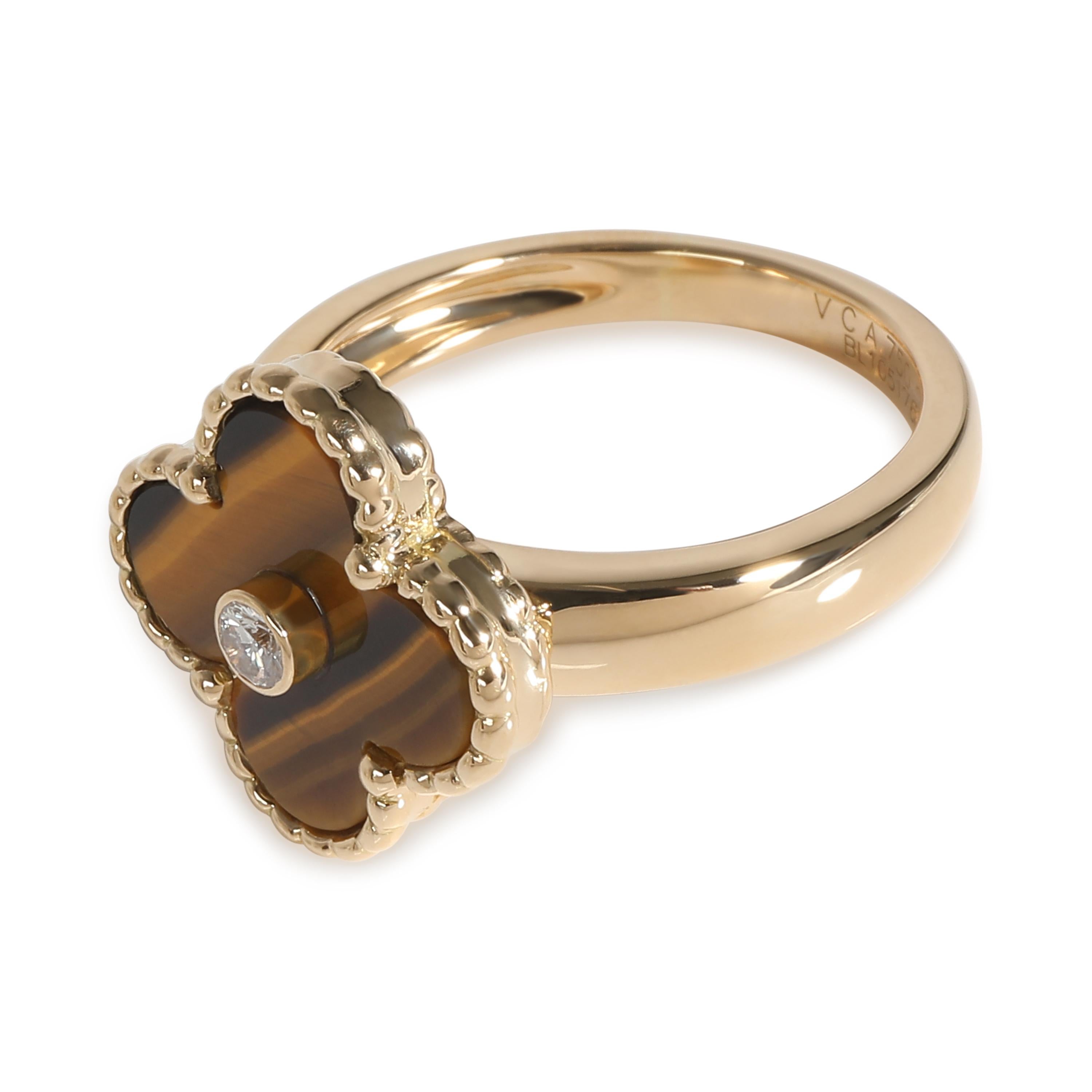 Women's or Men's Van Cleef & Arpels Alhambra Tiger's Eye Ring in 18k Yellow Gold 0.05 CTW