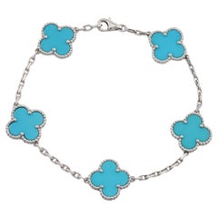 VAN CLEEF & ARPELS Alhambra Turquoise 18k White Gold Bracelet Box