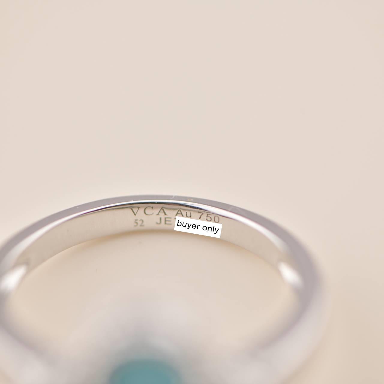 Rose Cut Van Cleef & Arpels Alhambra Turquoise White Gold Diamond Ring
