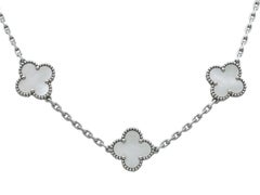 Van Cleef & Arpels Alhambra Vintage 10-Motif 18K White Gold MOP Necklace