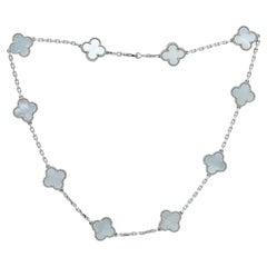 Van Cleef & Arpels Alhambra Vintage 10-Motif 18K White Gold MOP Necklace