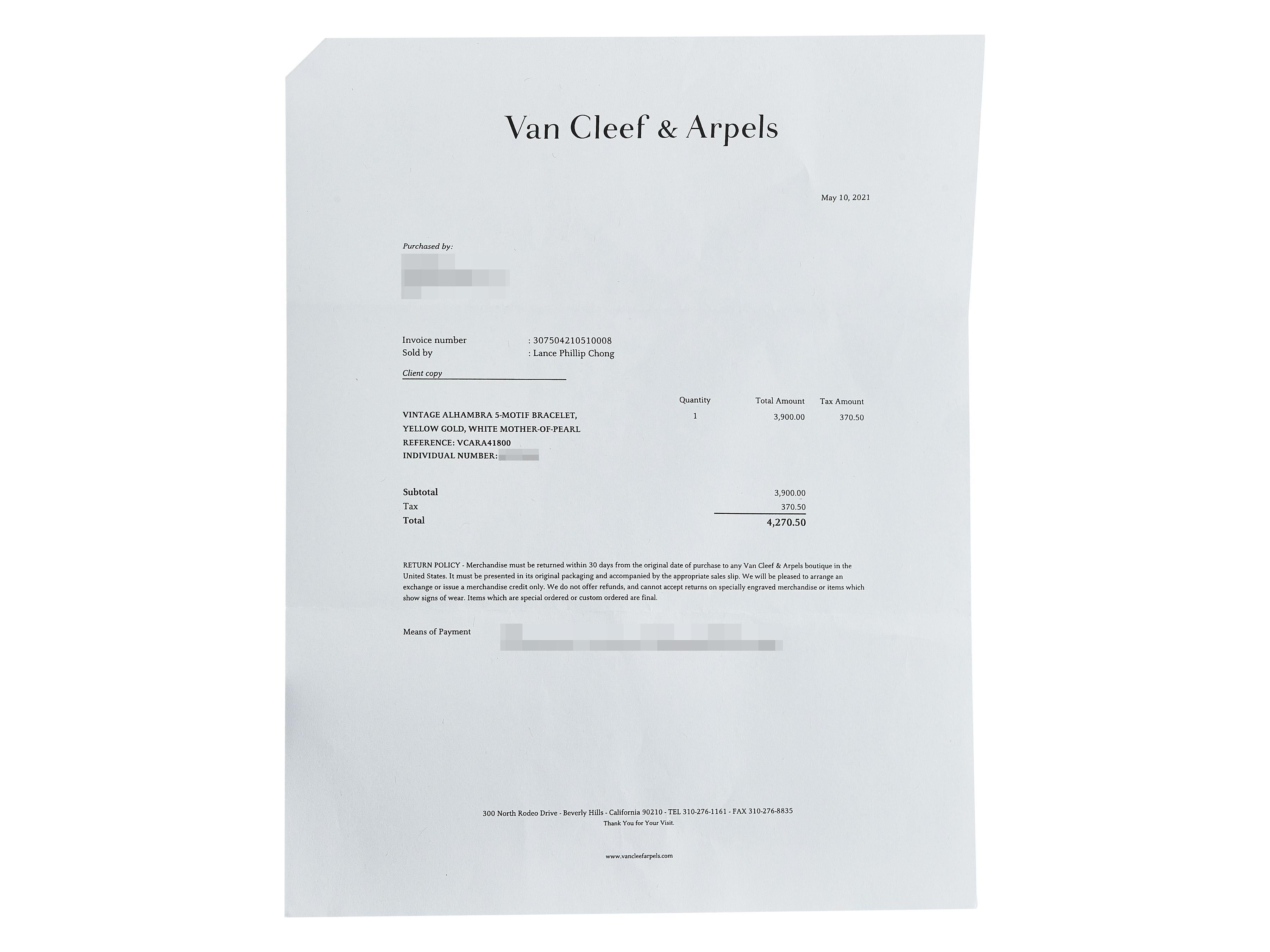 Van Cleef & Arpels Alhambra Vintage 5-Motif 18K Yellow Gold Mother-of-Pearl für Damen oder Herren im Angebot