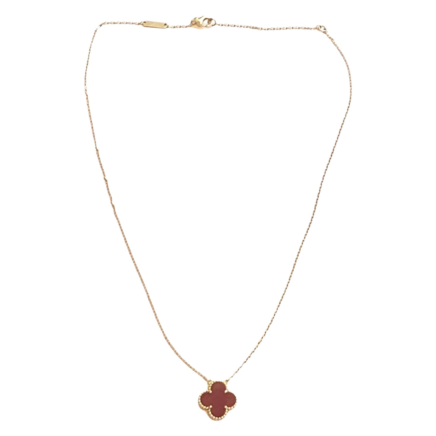 Van Cleef & Arpels Alhambra Vintage Karneol 18 Karat Gelbgold Halskette