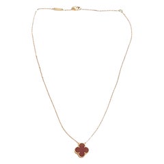 Van Cleef & Arpels Alhambra Vintage Karneol 18 Karat Gelbgold Halskette