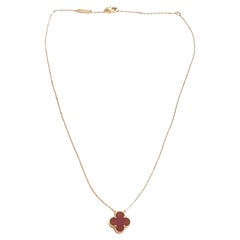Van Cleef & Arpels Alhambra Vintage Carnelian 18 Carats Yellow Gold Necklace