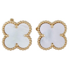 Van Cleef & Arpels Alhambra Vintage Earrings 18K Yellow Gold MOP