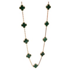 Van Cleef & Arpels Alhambra Vintage Malachite Necklace in 18K Yellow Gold