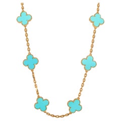 Van Cleef & Arpels Alhambra Vintage Turquoise 10 Station in 18k Yellow Gold