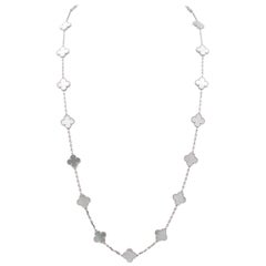 Van Cleef & Arpels 'Alhambra' White Gold and Mother of Pearl 20 Motif Necklace