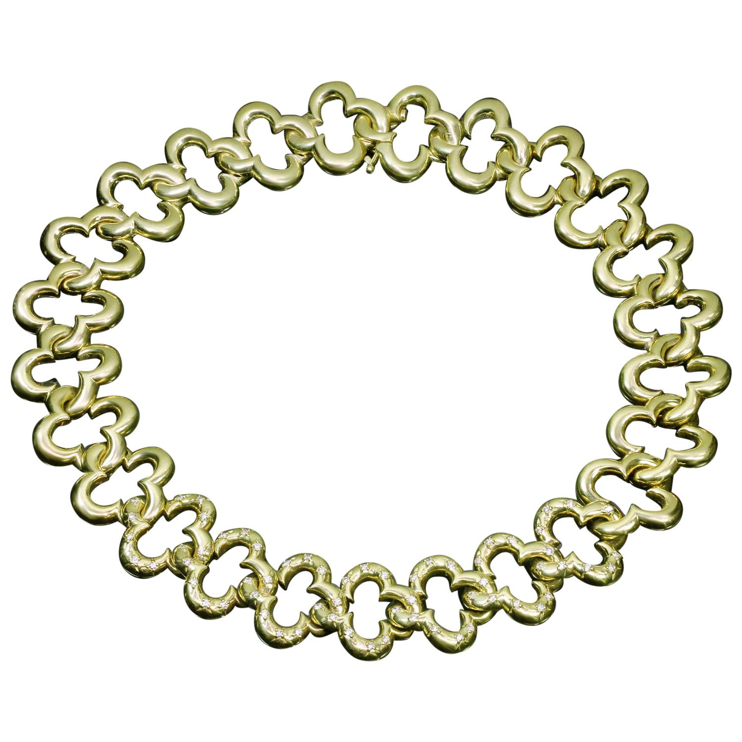 Van Cleef & Arpels Alhambra Yellow Gold Diamond Necklace
