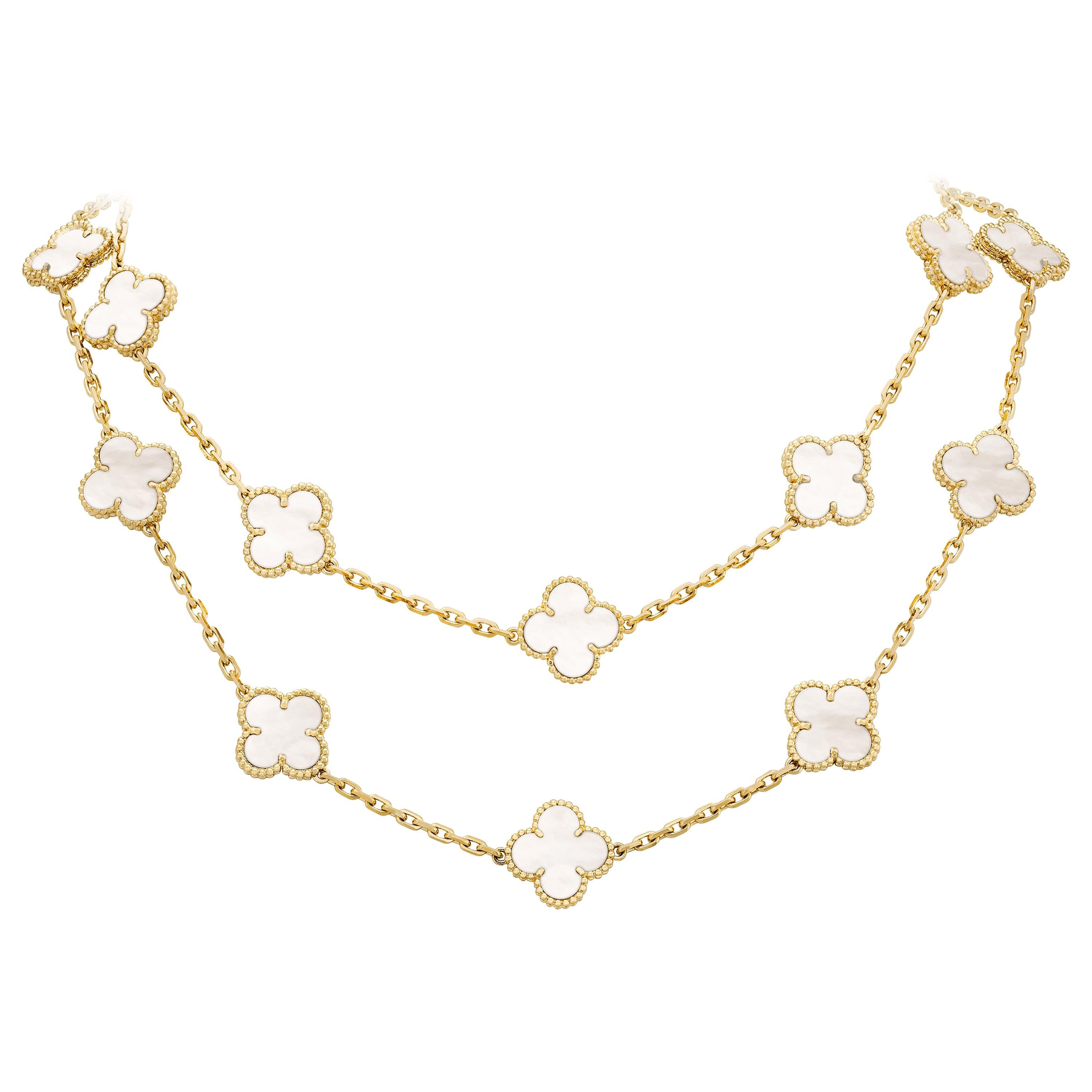 Van Cleef & Arpels Alhambra Yellow Gold Mother-of-Pearl 20 Motif Necklace