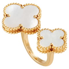 Van Cleef & Arpels Alhambra Yellow Gold Mother of Pearl Between the Finger Ring