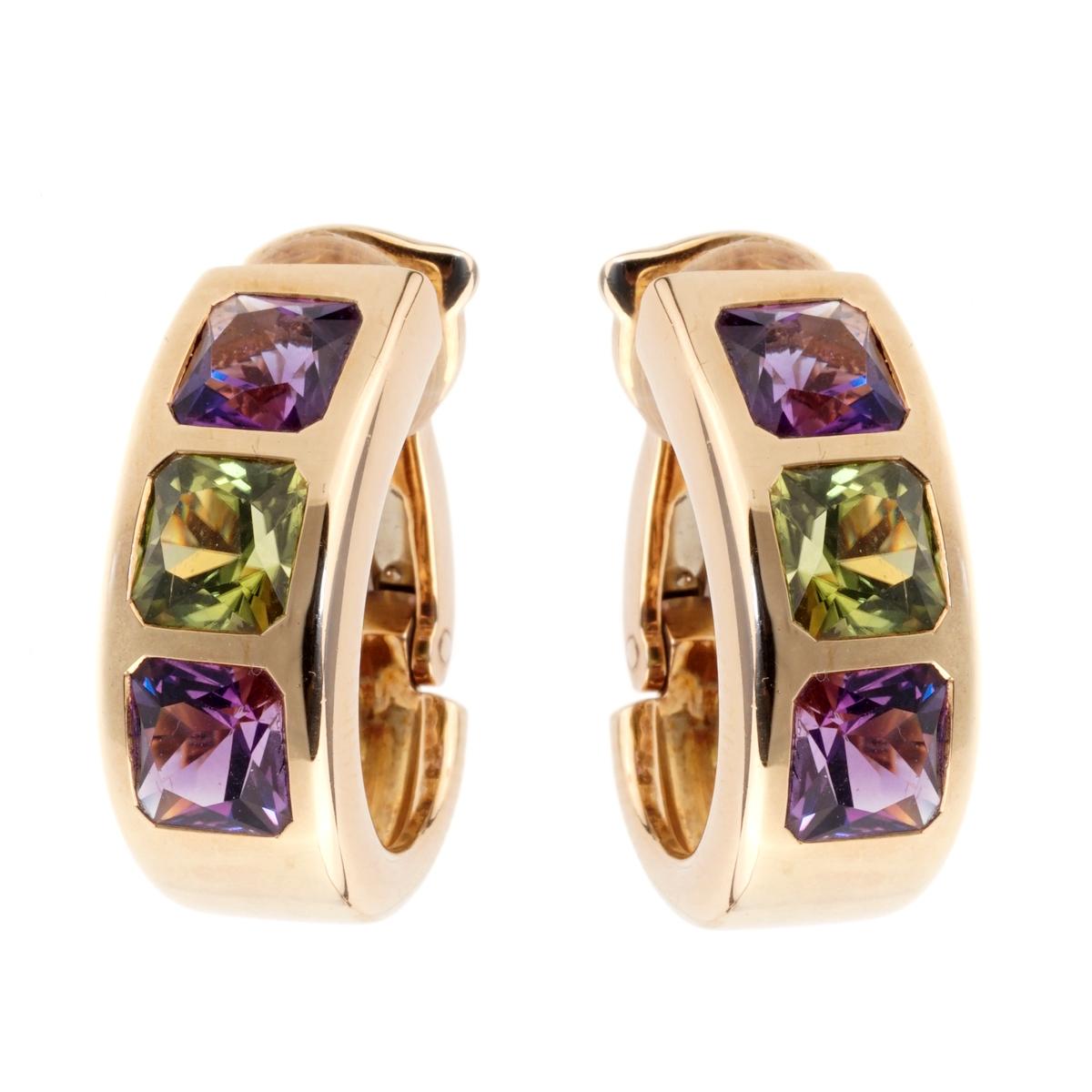 Pendientes Van Cleef & Arpels Amatista Peridoto Oro en Excelente estado para la venta en Feasterville, PA