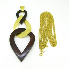 Van Cleef & Arpels Amourette Wood Drop Pendant on Long Chain, France, circa 1970