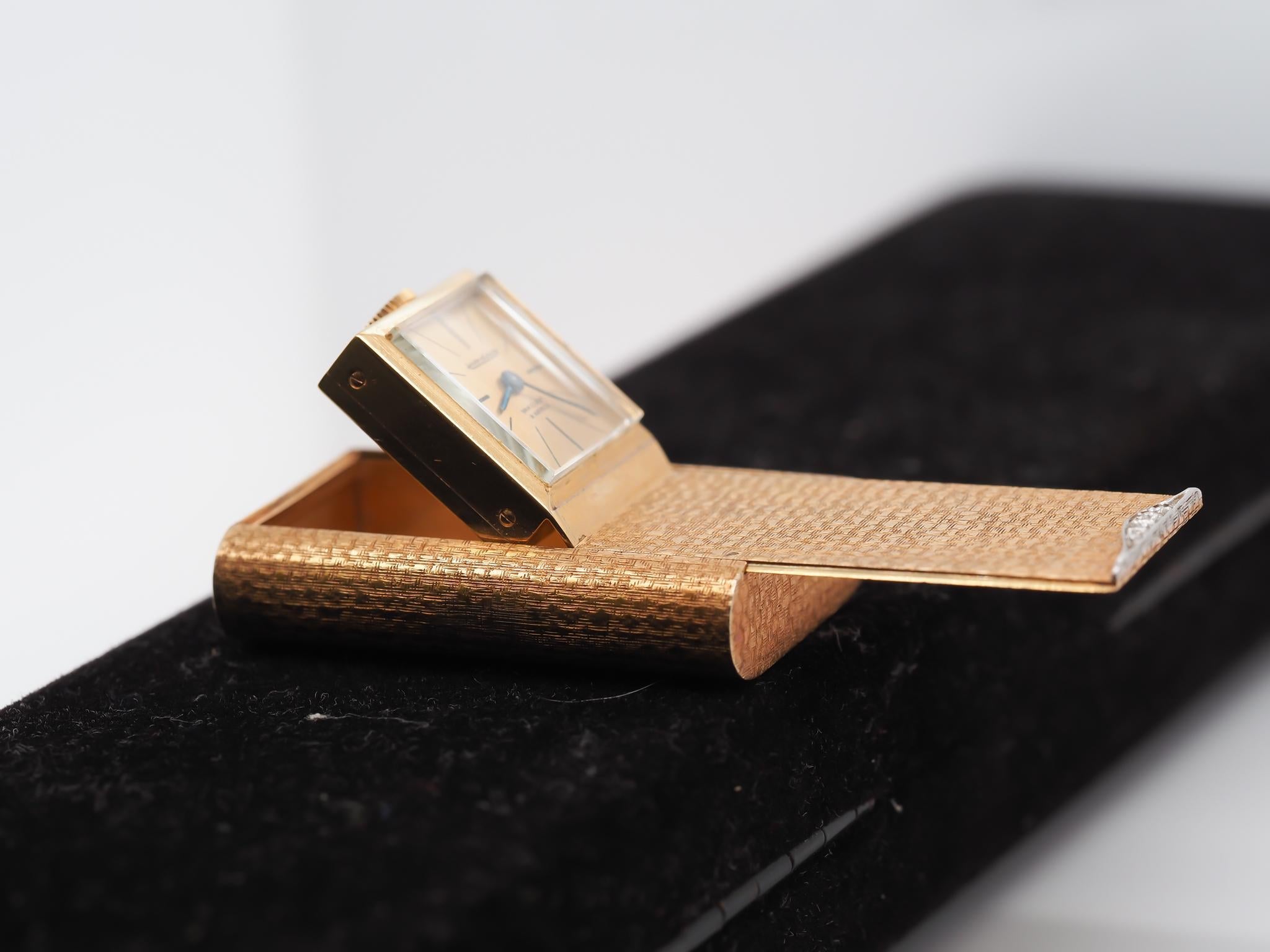 Van Cleef & Arpels und Jaeger LeCoultre Reiseuhr aus 18 Karat Gelbgold mit Diamanten 1