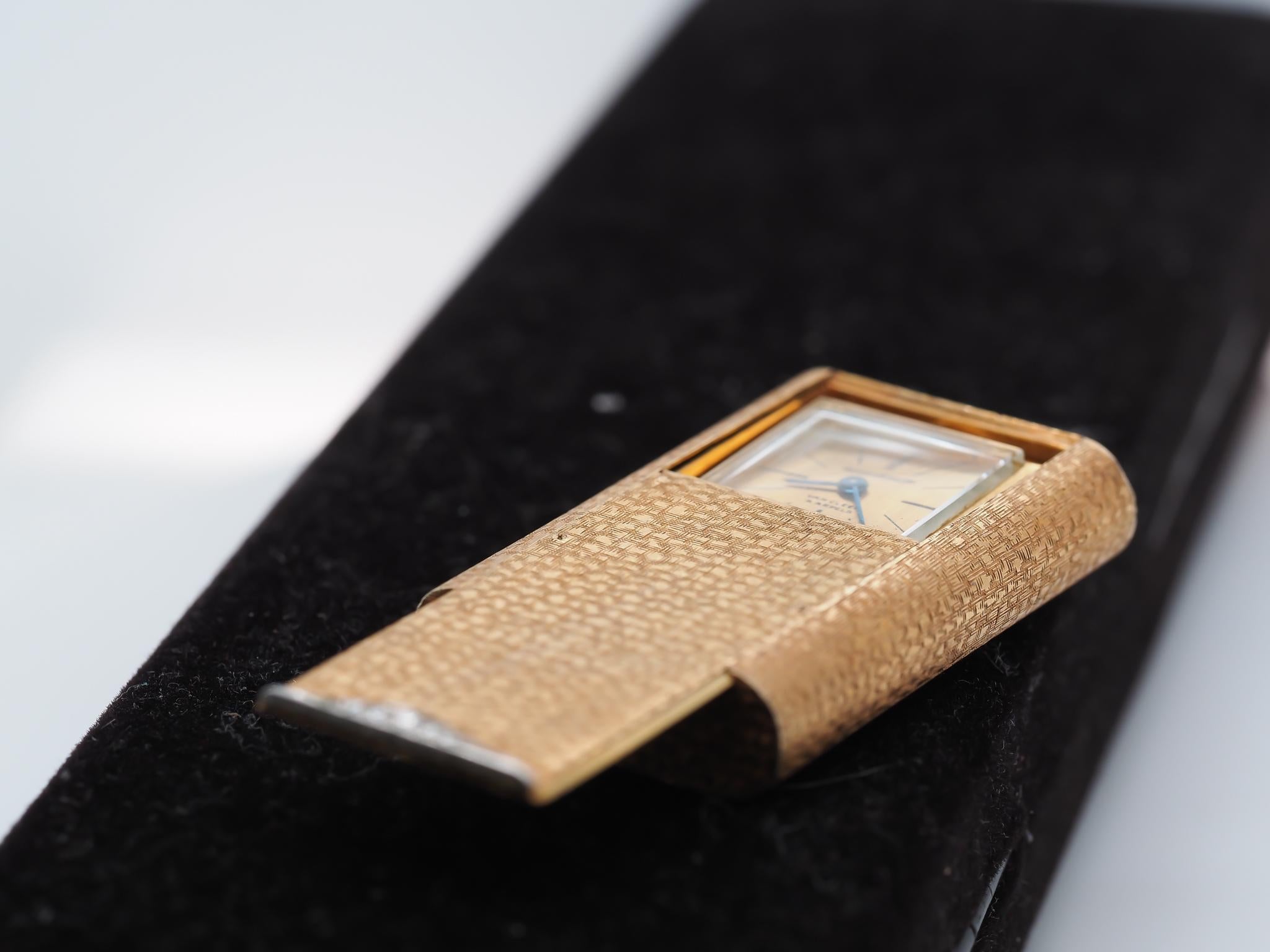 Van Cleef & Arpels und Jaeger LeCoultre Reiseuhr aus 18 Karat Gelbgold mit Diamanten 4