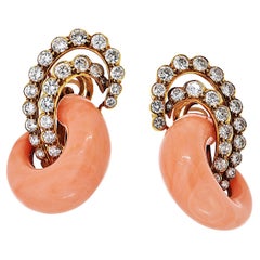 Van Cleef & Arpels Andre Vassort Orecchini vintage in oro 18 carati con corallo e diamanti