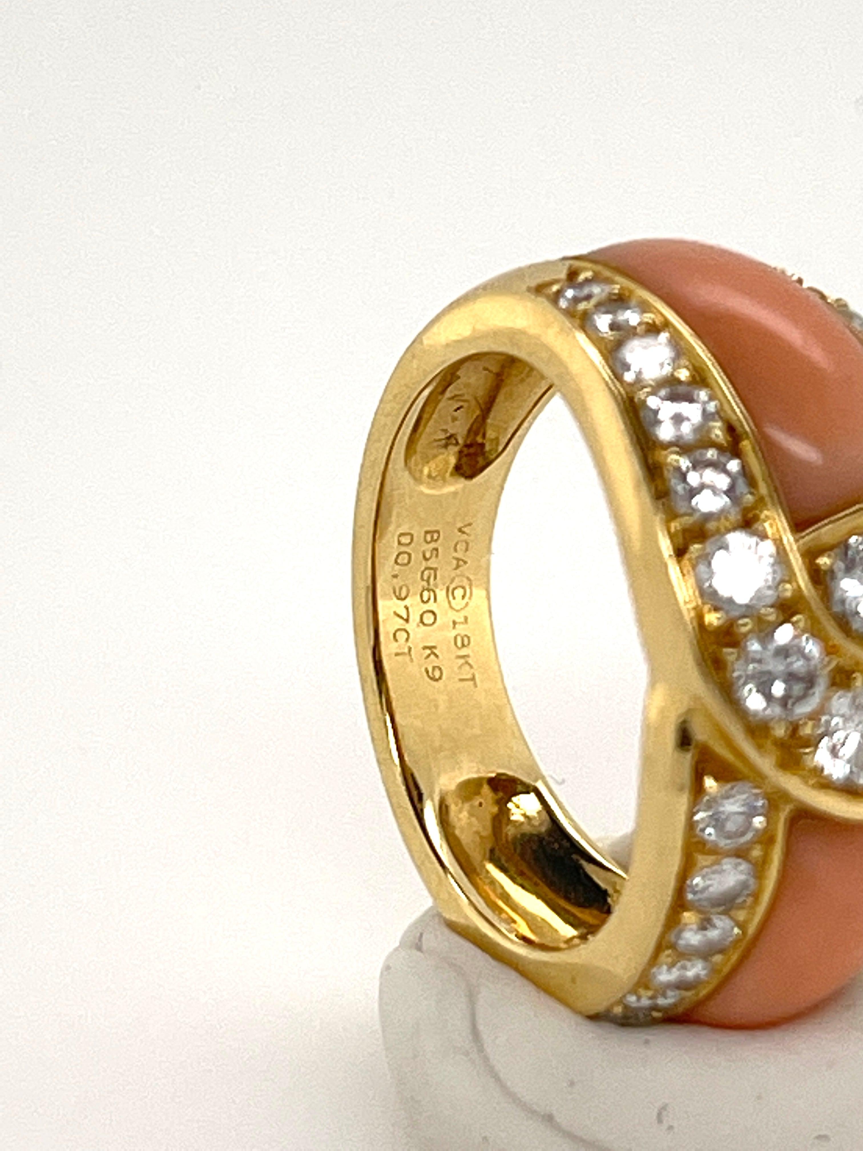 Van Cleef & Arpels Angel Skin Coral and Diamond Ring In Excellent Condition In New York, NY