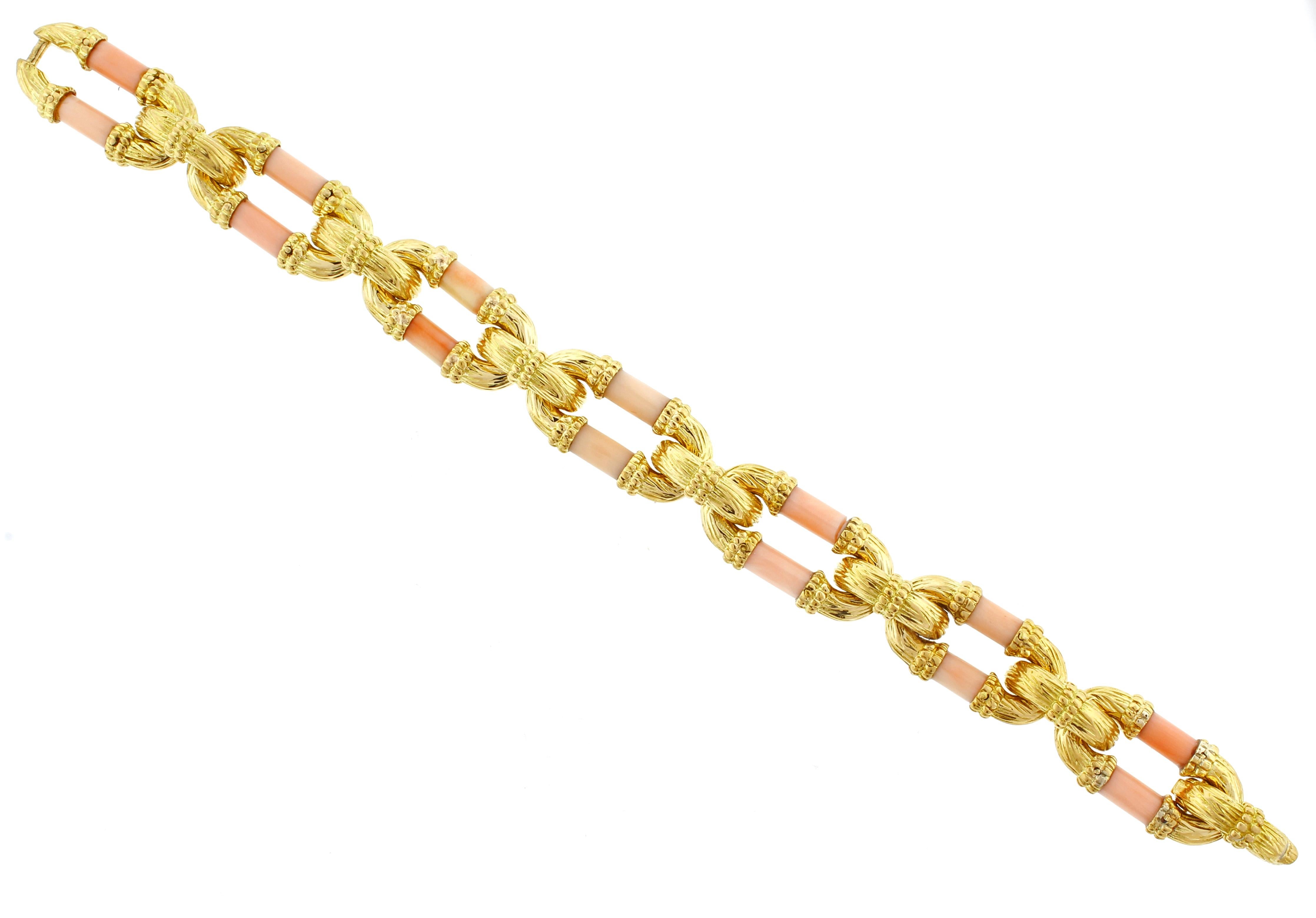 coral and gold bracelet