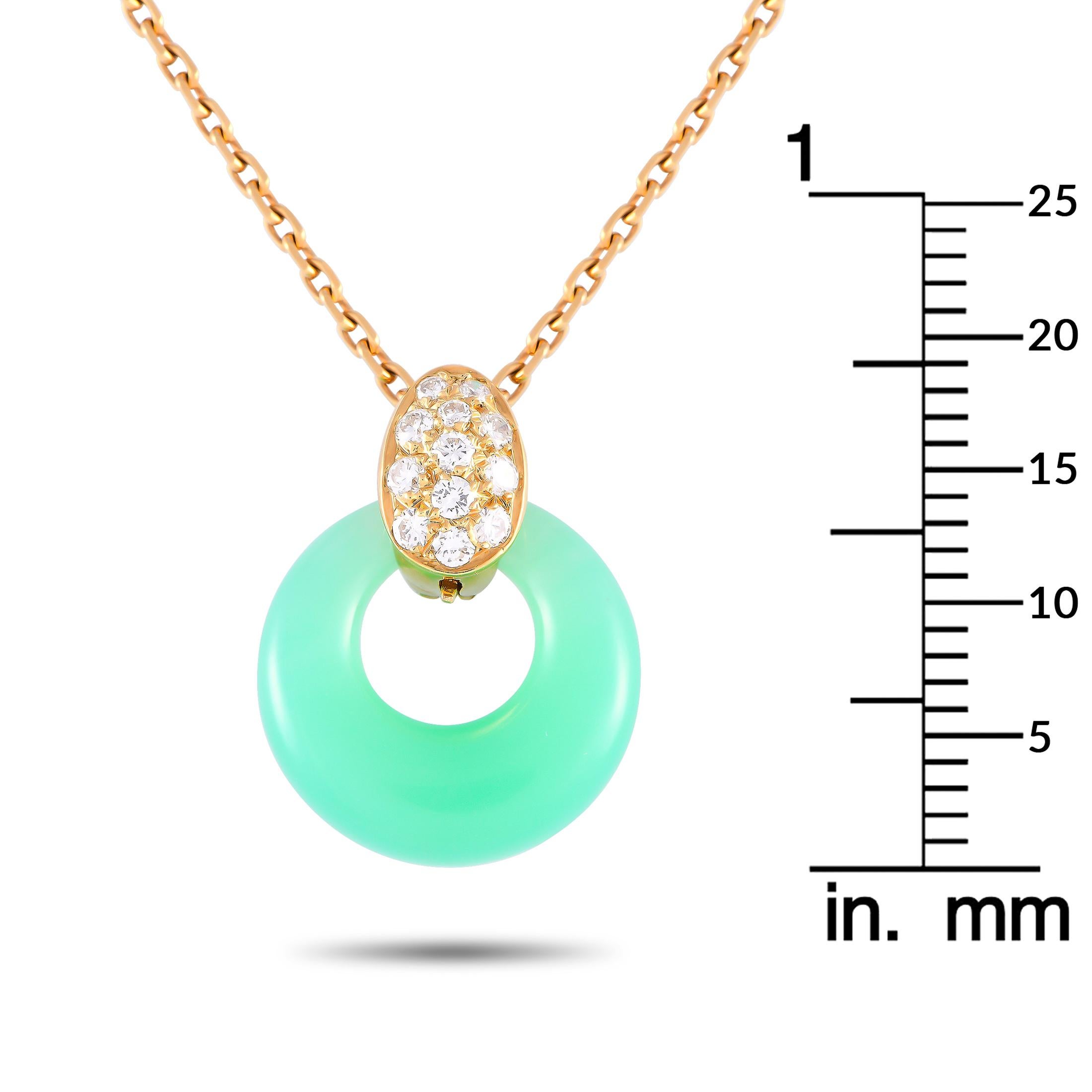 Van Cleef & Arpels Angelique Halskette aus 18 Karat Gelbgold mit Diamanten und Chrysopras und Diamanten im Zustand „Hervorragend“ in Southampton, PA