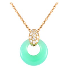 Van Cleef & Arpels Angelique Halskette aus 18 Karat Gelbgold mit Diamanten und Chrysopras und Diamanten