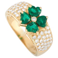 Van Cleef & Arpels Antoinette 18K Yellow Gold 0.69 Ct Diamond and Emerald Ring