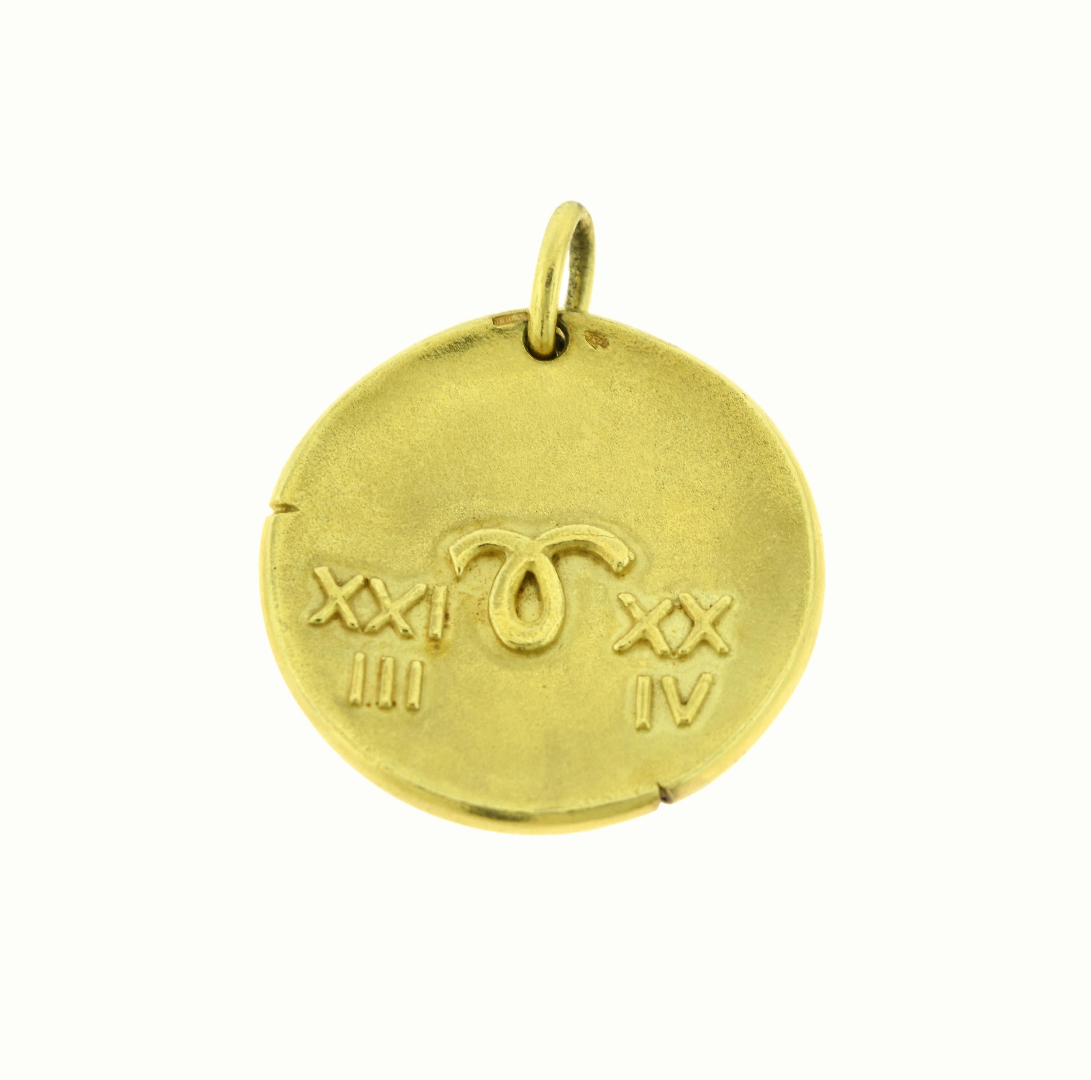 Brilliance Jewels, Miami
Questions? Call Us Anytime!
786,482,8100

Designer: Van Cleef & Arpels 

Style: Pendant/Charm/ Aries Coin

Metal: Yellow Gold   

Metal Purity: 18k    

Pendant Thickness: 3.83mm

Pendant Dimension: 1.75 inches from top to