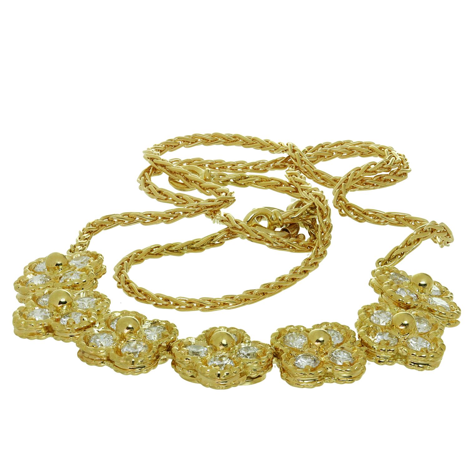 Brilliant Cut Van Cleef & Arpels Arno Alhambra Diamond Yellow Gold Necklace