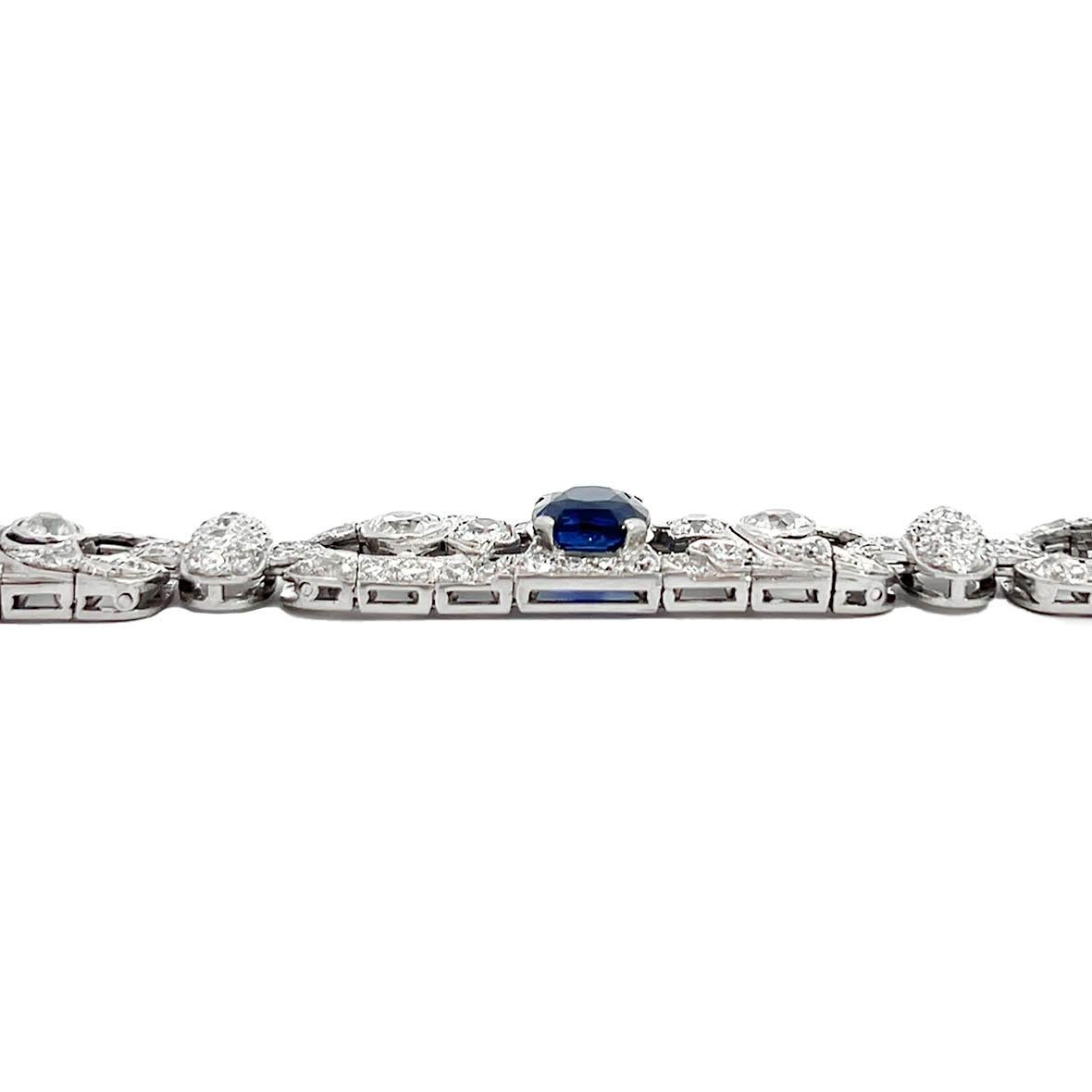 Women's Van Cleef & Arpels Art Deco Antique Sapphire Diamond Bracelet For Sale