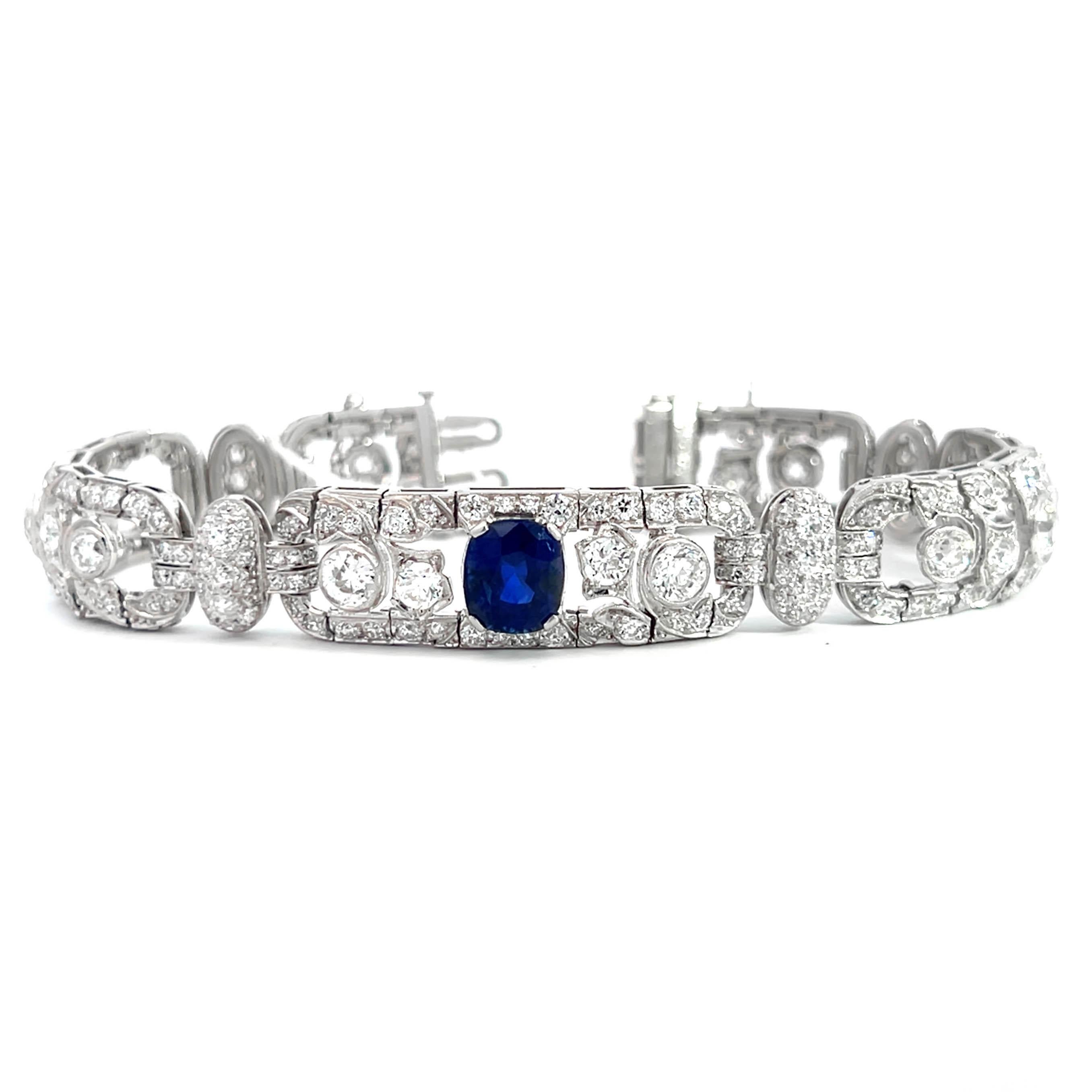 Van Cleef & Arpels Art Deco Antique Sapphire Diamond Bracelet For Sale 4