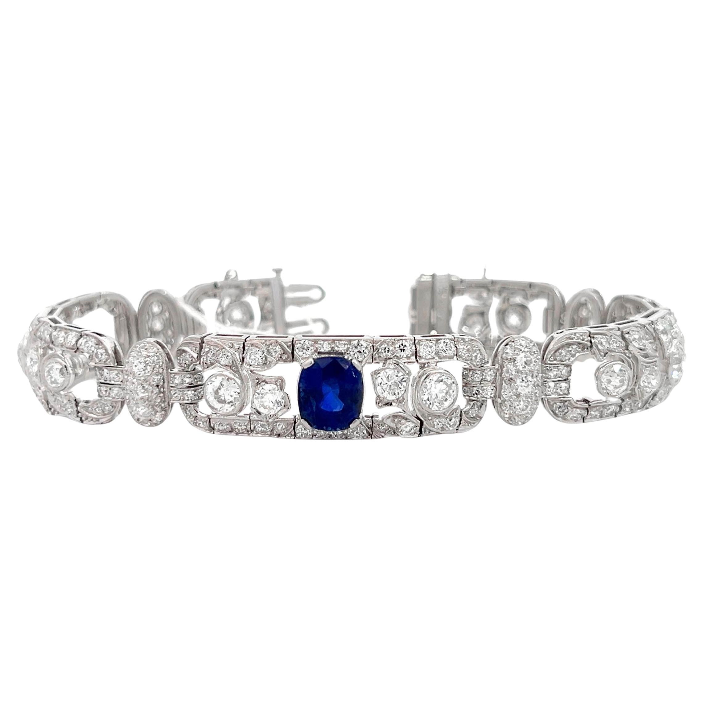Van Cleef & Arpels Art Deco Antique Sapphire Diamond Bracelet For Sale 5