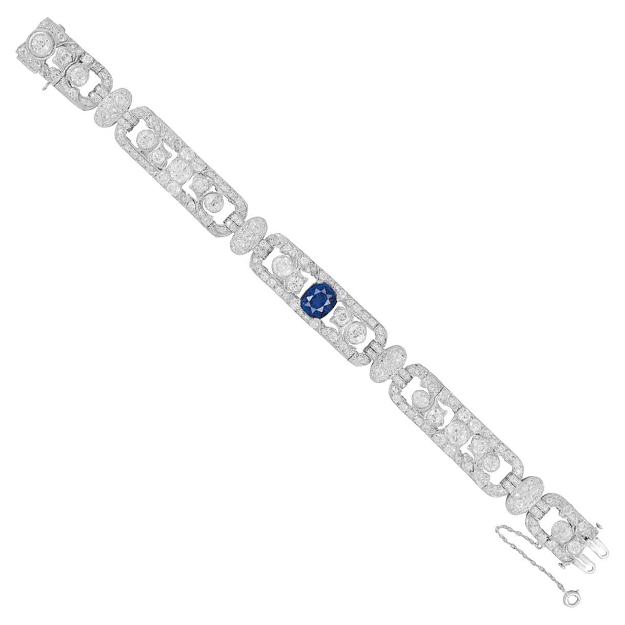 Van Cleef & Arpels, bracelet Art déco ancien en saphirs et diamants