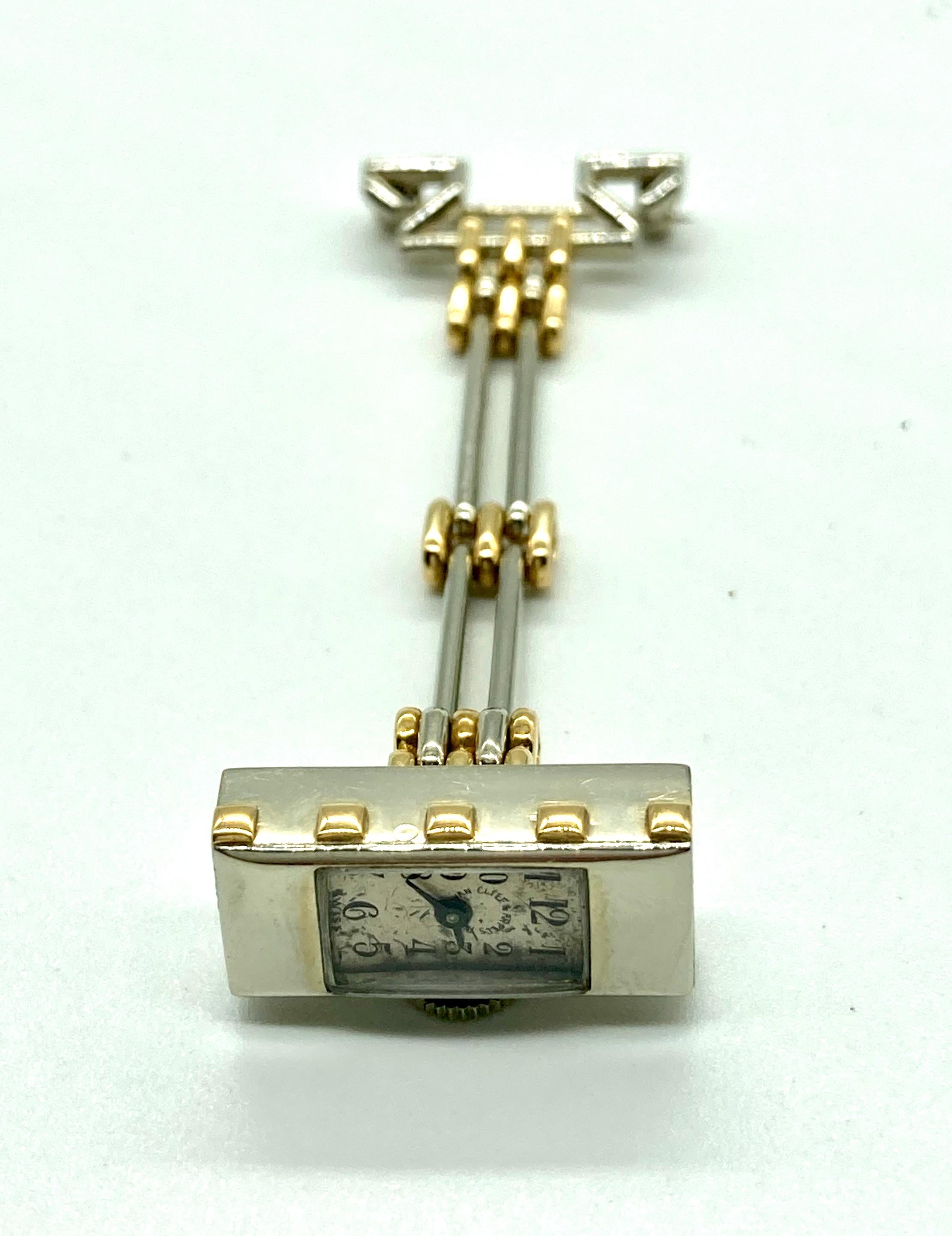 Women's or Men's Van Cleef & Arpels Art Deco Lapel Watch Pin For Sale